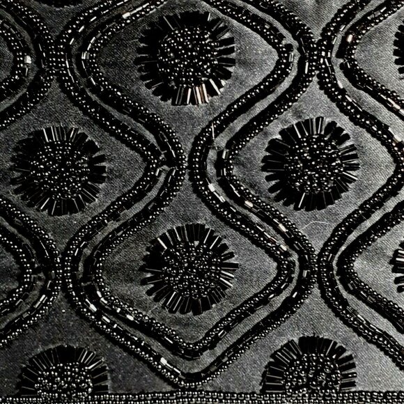 Carla Marchi Evening Purse/Clutch Black Satin Crossbody Hand-Beaded - Picture 6 of 10